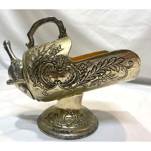 Vintage F.B. Rogers Silver Co. Plated Floral Sugar Scuttle & Scoop Japan